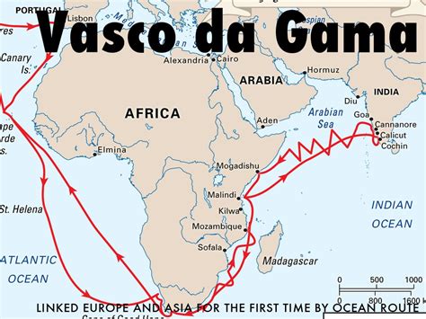 which letter shows the route of vasco da gama